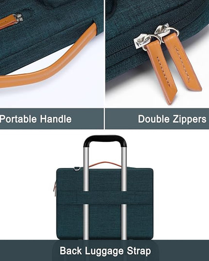 MOSISO 360 Protective Laptop Shoulder Bag,13-13.3 inch Computer Bag Compatible with MacBook, HP, Dell, Lenovo, Asus Notebook,Side Open Messenger Bag with 4 Zipper Pockets&Handle, Teal Green