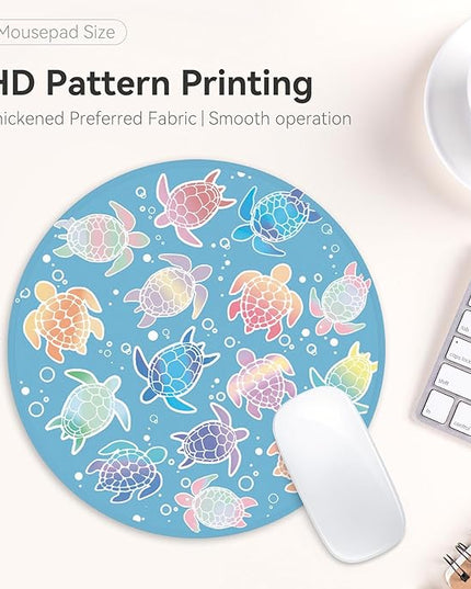 Sea Turtles Round Mouse Pad,Funny Small Mouse Pad with Non-Slip Rubber Base,Mouse Mat,Home Office Decor Desk Accessories,8.7inch Round Mouse Pad 3