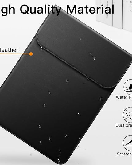 JETech Slim Laptop Sleeve for MacBook Pro 14-Inch(M5/M4/M3/M2/M1, 2021-2025), PU Leather Case with Magnetic Closure (Black)