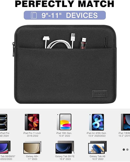 MoKo 9-11 Inch Tablet Sleeve Bag - Carrying Case for iPad Pro M4/Air M2/5/4/3, iPad 10th/9/8/7, Tab S8/S9, Black