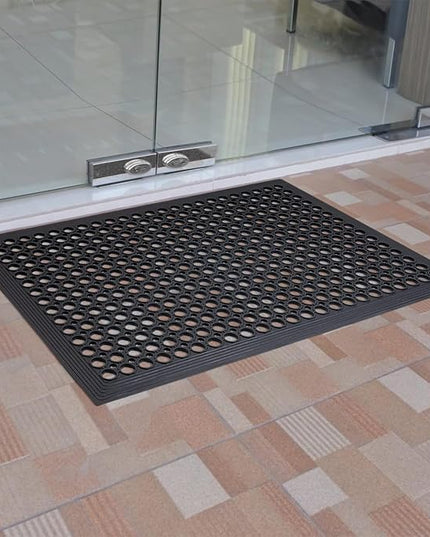 Anti Fatigue Outdoor Rubber Floor Mat 2 Pack Commercial Restaurant Kitchen Mats for Floors Non-Slip Bar Floor Mats Rubber Door mat Drainage Mats Utility Garage Use 36" x 60" Black