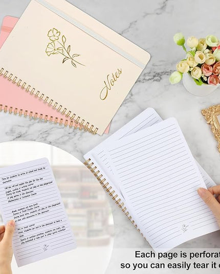 Joyberg Aesthetic Spiral Notebook, 2PCS Cute Notebook, 8.3" x 6" Notebook For Women, A5 Spiral Journal Notebook for Office/School/Home (Pink & Beige)