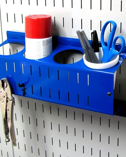 Wall Control Pegboard Spray Can Holder Bracket and Aerosol Can Organizer Pegboard and Slotted Tool Board - Blue