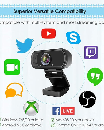 ToLuLu 1080P Webcam with Microphone, HD Webcam Web Camera with Tripod Stand, Widescreen USB Computer Camera, Streaming Mic Web cam for Online Calling/Conferencing,Facetime/YouTube Desktop Laptop PC
