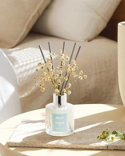 Airkeep Reed Diffuser Set,3.38 fl oz (100 ml) - Refreshing Air Oil Diffusers with 8 Reed Sticks, Home Fragrance Reed Diffuser for Bathroom Shelf Decor