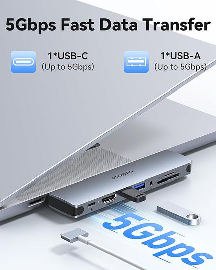 USB C Hub Adapter for MacBook Pro Air 2022 2021 2020 2019 Docking Station for MacBook M1 M2 USB C to HDMI Mac Accessories Multiport Dongle with 4K HDMI USB 3.0 SD TF Thunderbolt 3 USB-C Port Type C