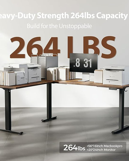 Agilestic Triple Motors 73" x 60" L Shaped Standing Desk, Electric Standing Desk Adjustable Height, Extra Large Desktop Corner Table for Home Office, Gaming Workstation, Splice Board, Rustic Brown