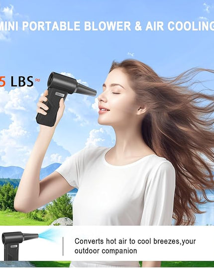 Cordless Electric Air Duster 110K RPM Brushless Motor, 15W Fast Charge, 19.24Wh Rechargeable Battery, 4-Speed Adjustable Dust Blower for PC Cleaning, Electronics, Car & Woodworking, Black