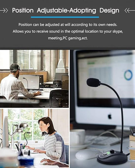 JOUNIVO USB Computer Microphone with Mute Button, Plug&Play Condenser, Desktop, PC, Laptop, Mac, PS4 Mic -360 Gooseneck Design -Recording, Dictation, YouTube, Gaming, Streaming