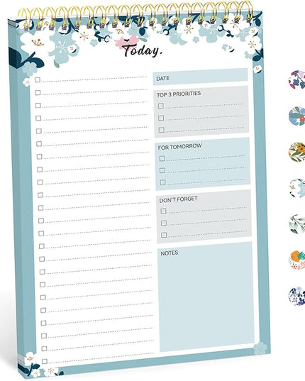 Taja To Do List Notepad - To Do List Notebook for Work with 52 Sheets, 9.8" x 6.5", Undated Daily Planner Perfect for Daily Tasks and Goal Setting, Notepad Suitable for Office, Home & School - Blue Breeze