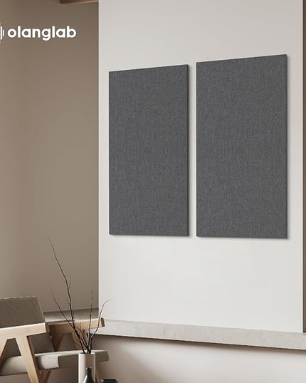 Olanglab Acoustic Panels 2 Pack, 48''x24'' Large Sound Panels, Fabric Wrapped Sound Proof Foam Panels for Walls, Sound Absorbing Panels for Recording Studio Acoustical Treatments (Dark Gray)