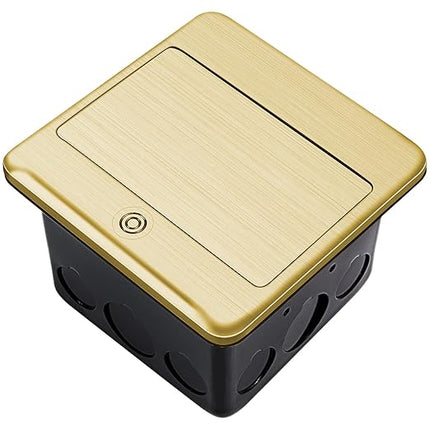 Vagueior Recessed Floor Electrical Outlet Kit,Waterproof Electrical Outlet Covcer Box,Hidden GFCI Outlet+20A Tamper-Resistant Receptacle Outlet with Slow Elastic Damping，ETL Certified，Brass