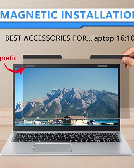 ZOEGAA Magnetic 13.3 Inch Laptop Privacy Screen Filter, for Removable & Reusable 16:10 Widescreen Display Laptop Privacy Screen 13.3 inch and Anti-Spy Anti-Blue Light Anti-Glare Protector