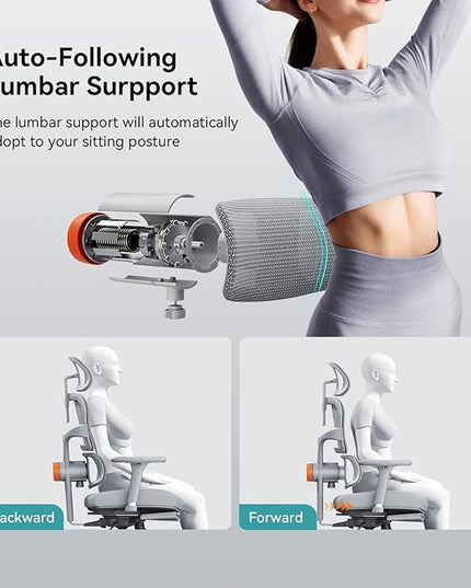 Newtral Ergonomic Office Chair with Auto-Following Lumbar Support, 136° Recline, Computer Desk Chair with 4D Armrests & Adjustable Headrest