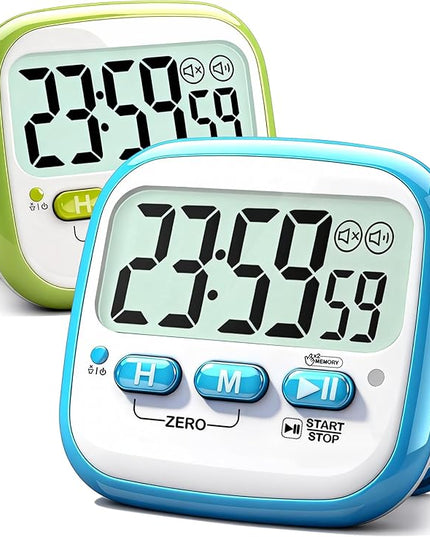 Antonki 2 Pack Classroom Timers for Kids Teachers, Magnetic Countdown Digital Kitchen Timer for Cooking, Study, Exercise, Games, Time Mangement - Loud/Silent Mode - Battery Included