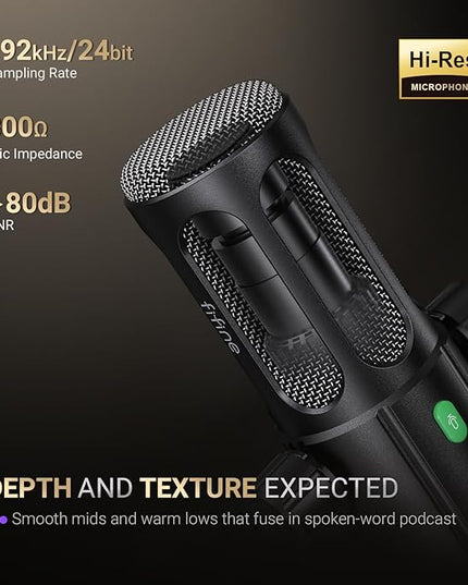 FIFINE Podcast Microphone, USB/XLR Vocal Dynamic Microphone for Streaming, Recording, Broadcast, Content Creator, Studio Microphone for PC with Mute Button, Headphone Monitoring-AmpliTank TANK6