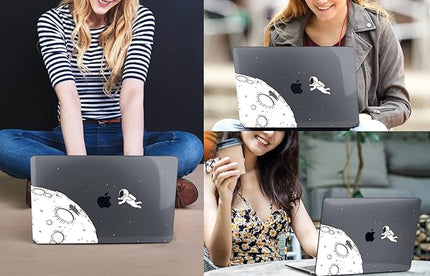 CISSOOK Case Compatible with MacBook Air 13.6 Inch 2022 2024 2025 Release Model A2681 M2 A3113 M3 A3240 M4 Astronaut, Clear Black Space Hard Shell with Keyboard Cover for MacBook Air 13.6", Astronaut