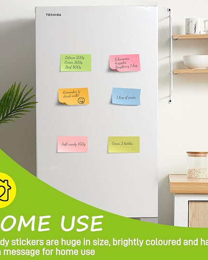 480 Sheets 3 in x 5 in Large Sticky Notes, 76 x 127 mm 6 Pads Assorted Self-Stick Pads for Notebook,Office,School and Home,80 Sheets/Pad (6 Pads Brillant)