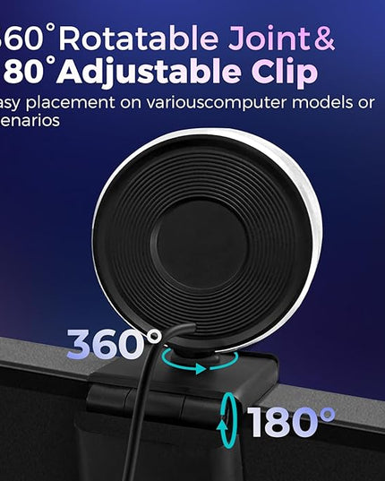 4K Webcam for PC with Microphone & Light & Privacy Cover, Web Camera for Desktop Computer/Laptop/Monitor/Mac, 4K UHD Sony Sensor, PDAF Auto Focus, Dual AI Noise-Cancelling Mics, USB Camera