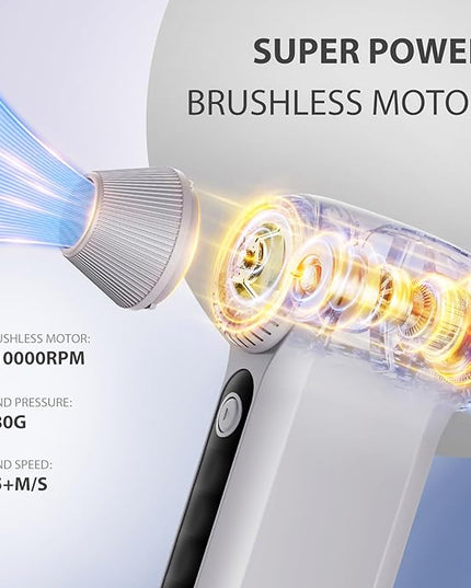 Seauto Electric Air Duster, 110,000 RPM Brushless Motor, Cordless Compressed Air Can Alternative, 3-Gear Powerful Blower for Computer Keyboard, PC Cleaning,Full-Size Appliance,Car,Home and Outdoor