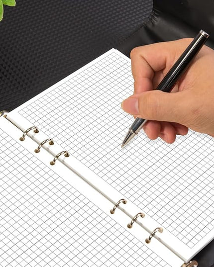 A5 Grid Refill Paper, 6-Hole Graph Paper, 100Sheets / 200Pages Loose-Leaf Grid Paper, 100gsm White Paper, 5.8" x 8.3 "