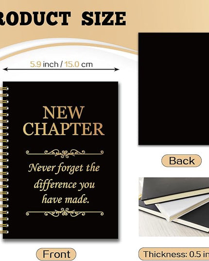 YAZMEEN New Chapter Black Gold Spiral Notebook（160 Pages） Never Forget The Difference You Have Made Blank Hardcover Notebook Thank You Gift Retirement New Job Going Away Gift for Coworker Boss Friend