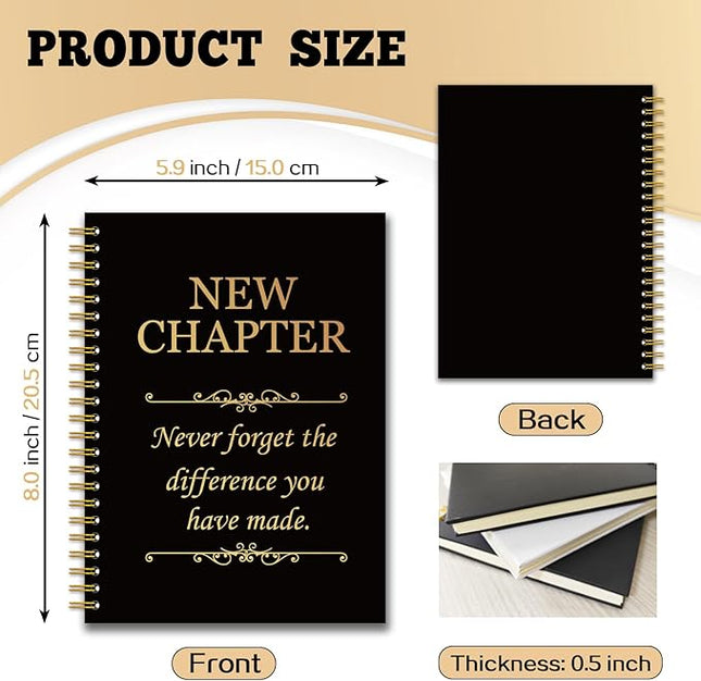 YAZMEEN New Chapter Black Gold Spiral Notebook（160 Pages） Never Forget The Difference You Have Made Blank Hardcover Notebook Thank You Gift Retirement New Job Going Away Gift for Coworker Boss Friend