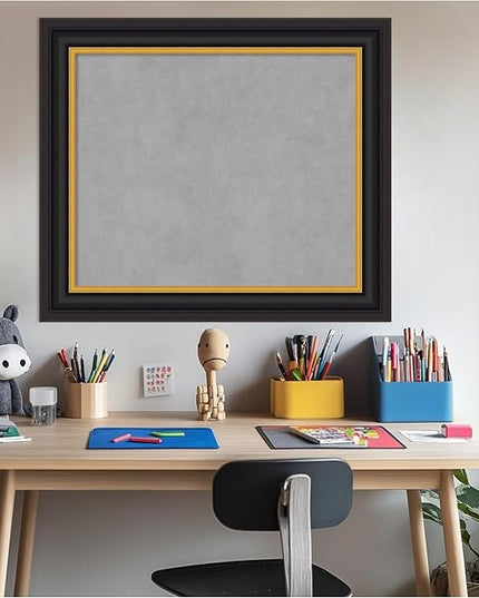Amanti Art Black Framed Magnetic Board 26x30 Medium Vision Board for use with Magnets, 100% Metal Sheet to Display Items as Office Decor or for Home Organization in mudroom, Kitchen or Kids Room