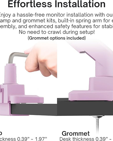 Pixio PS1S Wave Pink Single Monitor Arm Stand Desk Mount - Fits up to 32 inches Monitors and up to 19.8lbs. VESA Compatibility and Integrated Cable Management