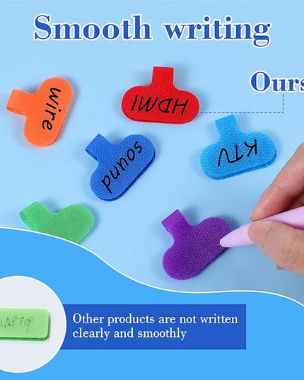 Multi-Color Cable Labels,40 Pcs Cord Labels for Electronics Reusable Cable Tags and Wire Tags for Computers Management Identification Writable Surface (8 Colors)