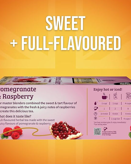 Twinings Pomegranate & Raspberry Herbal Tea Individually Wrapped Bags, 100 Count (Pack of 1), Naturally Caffeine-Free, Enjoy Hot or Iced, 100 Teabags