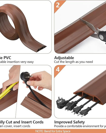 AGPTEK Heavy Duty Floor Cable Cover Cable Protector, 6.5 Ft Floor Cord Protector 3 Channels Floor Cord Cover (Mid Channel 0.93") Contains Cords, Cables and Wires, Good for Office, Home, or Outdoor
