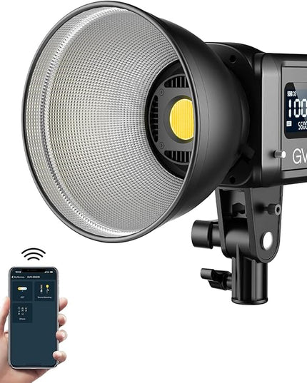 GVM 80W Video Light, Continuous Lighting for Photography with Bowens Mount, 2700~7500K, 44100Lux/0.5m Studio Light with APP, CRI 97+ Bi-Color 8 Scene Lights Support AC Adapter & NP Battery