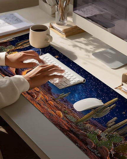 Large Mouse Pad Gaming Mousepad 31.5 x 11.8 Inch Keyboard Desktop Mat Diatomite XL Mouse Pad for Home and Office Desk Accessories with Western Desert Boots Night Sky Artwork Diatomite