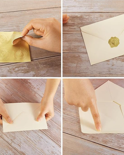 50 Pack Cream A6 Envelopes with Cards 4x6 Thick Folded Cardstock and Gold Stickers for Greeting Cards, Wedding, Birthday, Invitations, Baby Showers (Cream, 4x6)