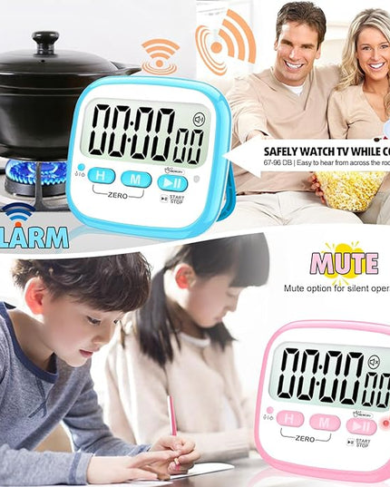 Antonki 2 Pack Classroom Timers for Kids Teachers, Magnetic Countdown Digital Kitchen Timer for Cooking, Study, Exercise, Games, Time Mangement - Loud/Silent Mode - Battery Included