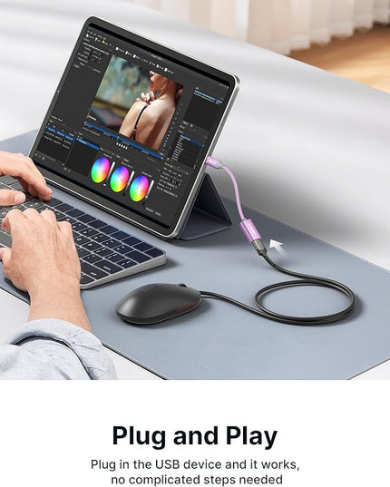 JSAUX USB C to USB 3.0 Adapter [2 Pack], USB C Male to USB Female OTG Cable Adapter Compatible with MacBook Pro/Air, iPhone 16 Pro Max/16 Plus/16e/15, Samsung Galaxy S25/S24/S23-Purple