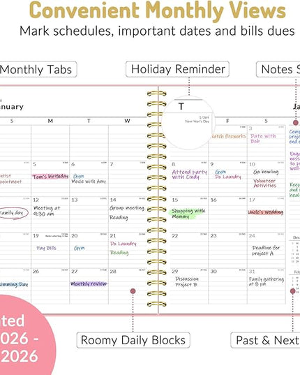 Forvencer 2026 Planner, Hardcover Calendar Planner Weekly and Monthly, Jan 2026 - Dec 2026, 8.5" x 11", Spiral Agenda Book with Tabs, Exquisite Daily Journal Organizer for Home School, Olive Green