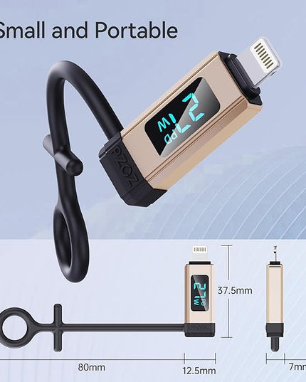 pzoz USB C to Lightning Adapter with LED Display, 27W Type C PD Fast Charging Lighting Adaptor for Phone 14/13/12/11/XS/XR/SE/AirPods, Fits MacBook Charger Cable, Support Data Transfer (1 Pack)