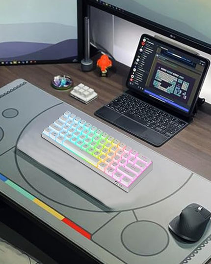 RK ROYAL KLUDGE RK61 Wired 60% Mechanical Gaming Keyboard Programmable QMK/VIA RGB Backlit 61 Keys Ultra-Compact Hot Swappable Brown Switch White