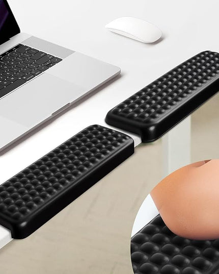 L-Shaped Desk Elbow Pad，Arm Rest for Desk 2-Piece Ergonomic Wrist Rest with Non-Slip Base Memory Foam Elbow Support Padding for Computer Keyboard, Office and Home (Leather)