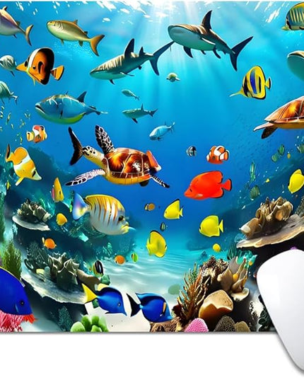 Underwater World of The Ocean Square Mouse pad, Texture, Waterproof, Anti Slip Rubber Base, Computer Mouse pad, Laptop Mouse pad