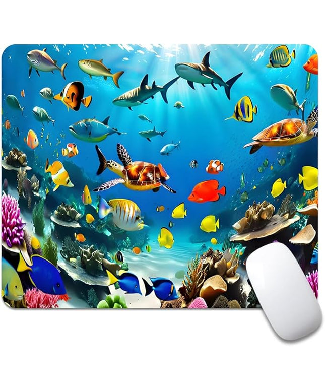 Underwater World of The Ocean Square Mouse pad, Texture, Waterproof, Anti Slip Rubber Base, Computer Mouse pad, Laptop Mouse pad