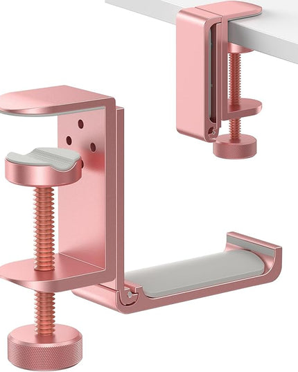 Foldable Headphone Stand and Hook – Aluminum Headset Holder Clamp Mount Under Desk, Universal Fit for Gaming Headphones, Space-Saving Hanger Organizer