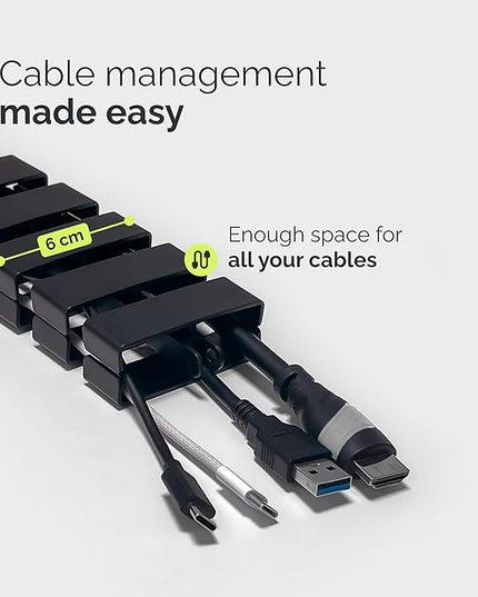 VALU Cable Management Spine – 49 Inch Cable Organizer for Standing & Fixed Desks – Sturdy & Flexible with Magnetic Link – Cord Management System Under Desk with Steel Base & Non-Slip Pads