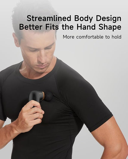 HEYCHY A1 Super Mini Massage Gun, Percussion Deep Tissues Muscle Massager, Travel Massage Gun, Compact Sports Massager, Portable Handheld Massager for Office Gifts for Him/Her, Home, Athletes(Black)