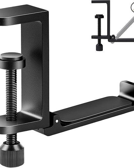 blingwider Metal Heavy Duty Foldable Headphone Holder for Desk, Headset Stand for Desk,Backpack Holder Hook for Desk,Bag Hook Under Desk,Clamp Hook for Desk Attachments,Black