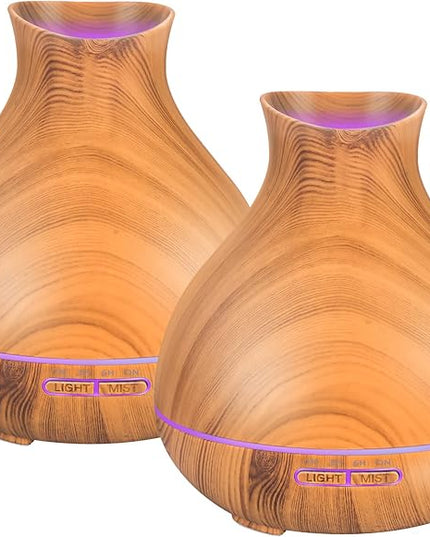 BZseed Aromatherapy Essential Oil Diffuser,2 PCS Humidifier with 550ml Lasting Mist Output Waterless Auto-Off Ultrasonic Diffusers 7 Color LED Lights Cool Mist Humidifier for Large Room, Home