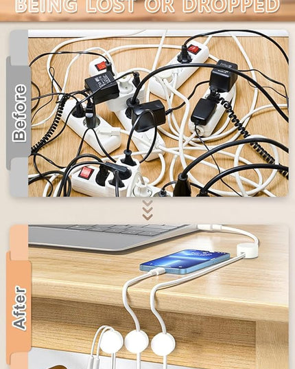 Maveek 5 Sets Magnetic Cable Management Clips with Discs, Adhesive Cable Holder Electrical Wire Clips Cord Organizer for Desktop Wall Kitchen USB LAN Type-c (White)