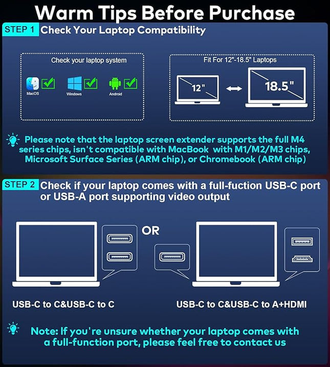 16" Laptop Screen Extender, 1200P FHD Triple Portable Laptop Monitor Extender for 12"-18.5" Laptops, 16:10 Aspect Ratio Rotation Screen, Compatible with MacOS, Wins, Chrome, Surface